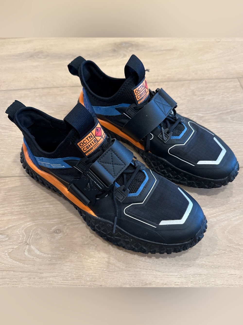 Puma Octn C8H18 Black Blue Orange Men’s Size 9.5 Sports Petrol Sneaker Shoe